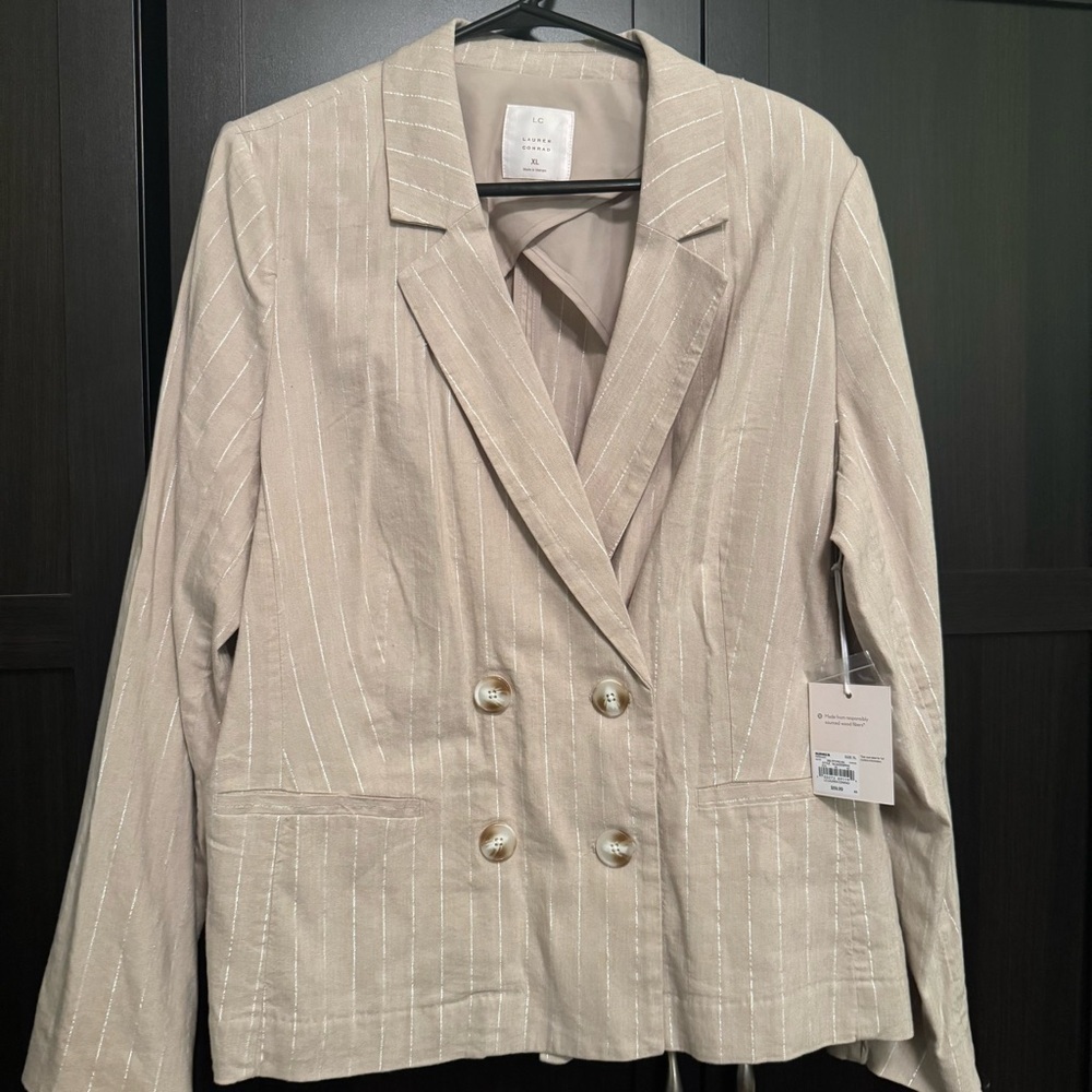 LC Lauren Conrad Beige Striped Blazer​​​